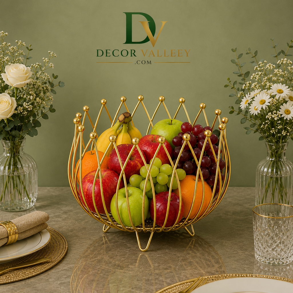 Geometric Metal Wire Fruit Basket