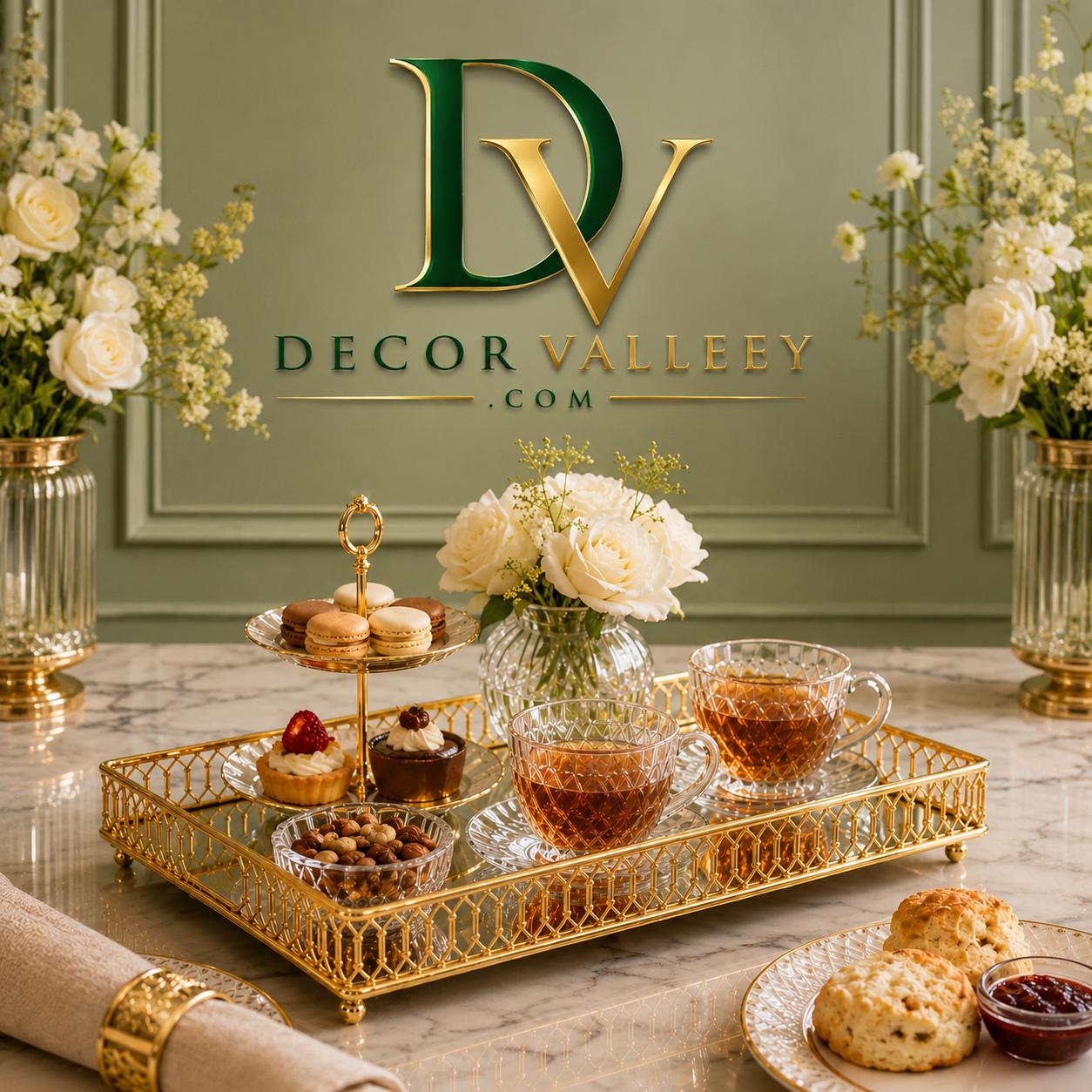 Luxury Gold Mirror Serving Tray